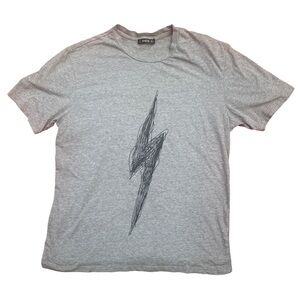Men’s Small Shein Casual Soft Comfy Gray Graphic T-Shirt Lightening Bolt Boys